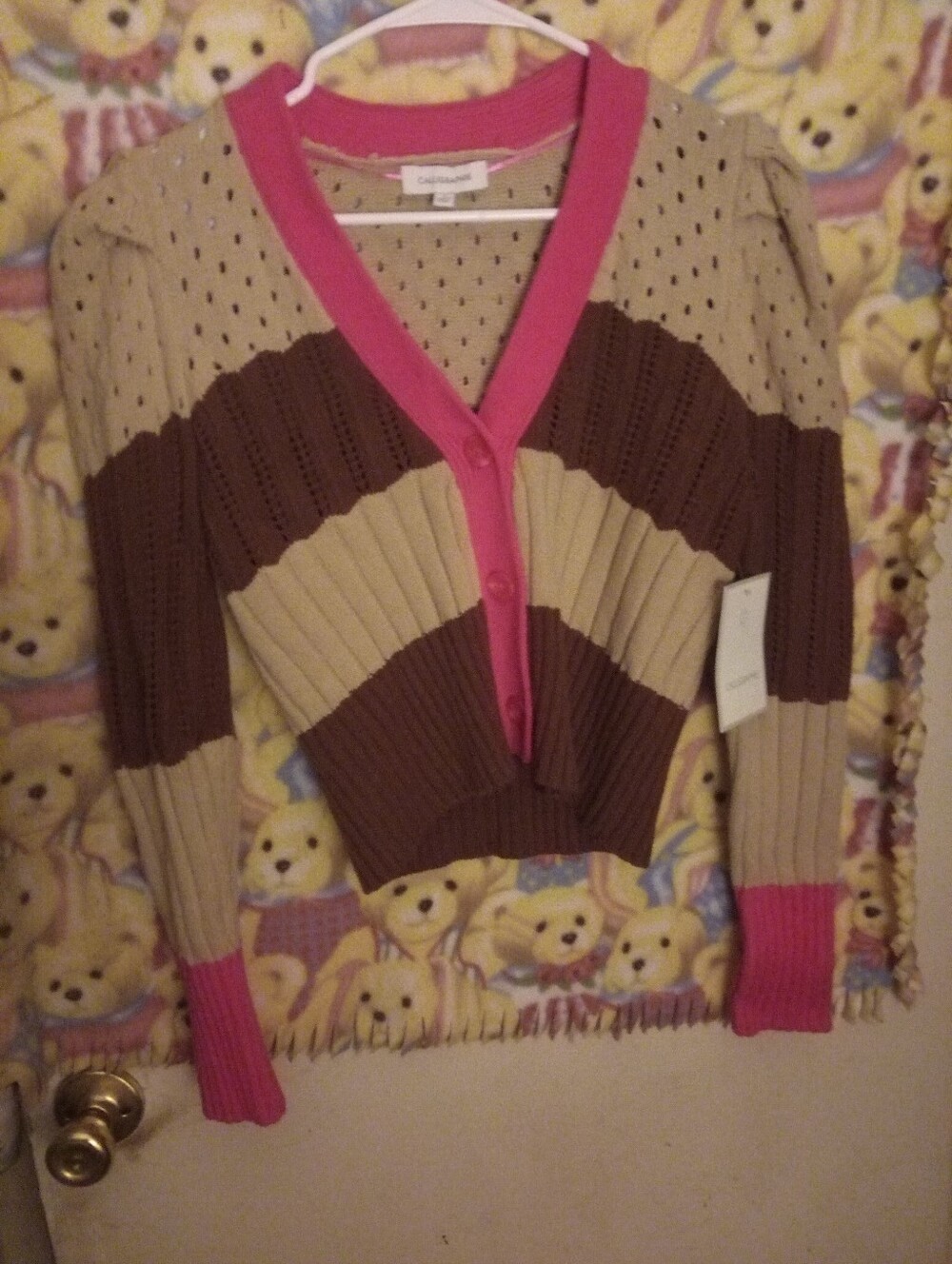💐New With Tags Calligraphie Colorblock V-Neck Button Up Cardigan Sweater